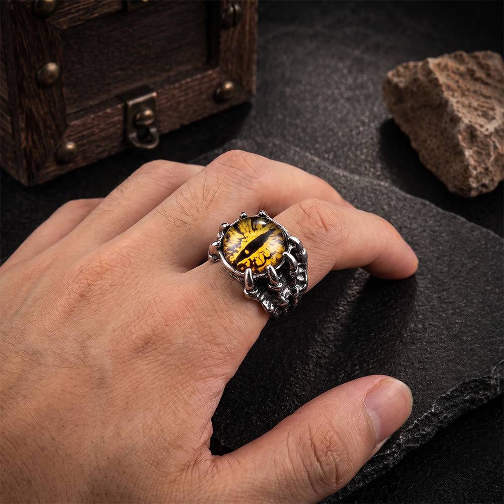 Gothic Demon Eagle Claw Aesthetic Evil Eye Ring - image 8