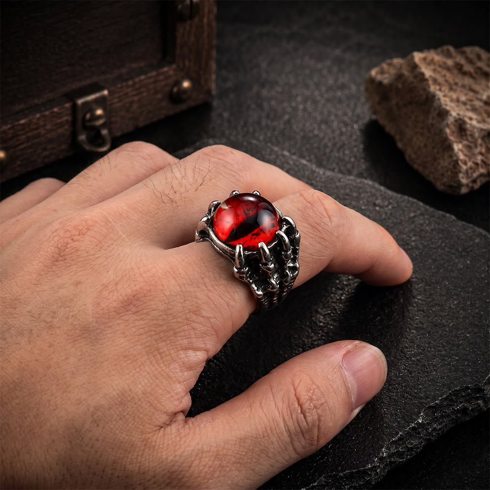 Gothic Demon Eagle Claw Aesthetic Evil Eye Ring - image 4