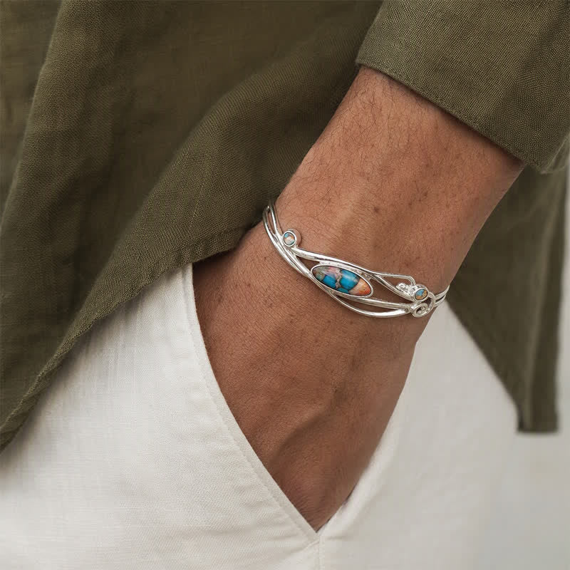 Enchanted Vine Silver Leaf Wrap Open Cuff Bracelet - image 1