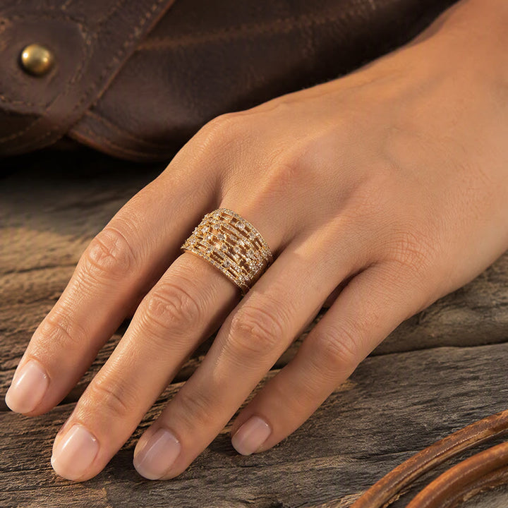 Wide Band Pave Zircon Women Statement Ring - image 6