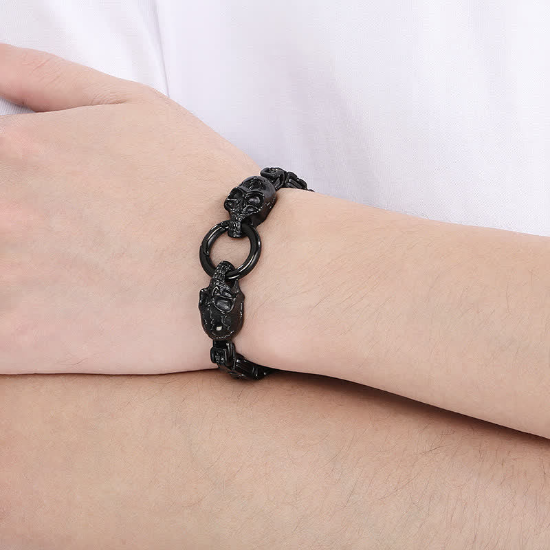 Men's Double Skull Chain Heavy Chunky King Chain Biker Bracelet - image 8