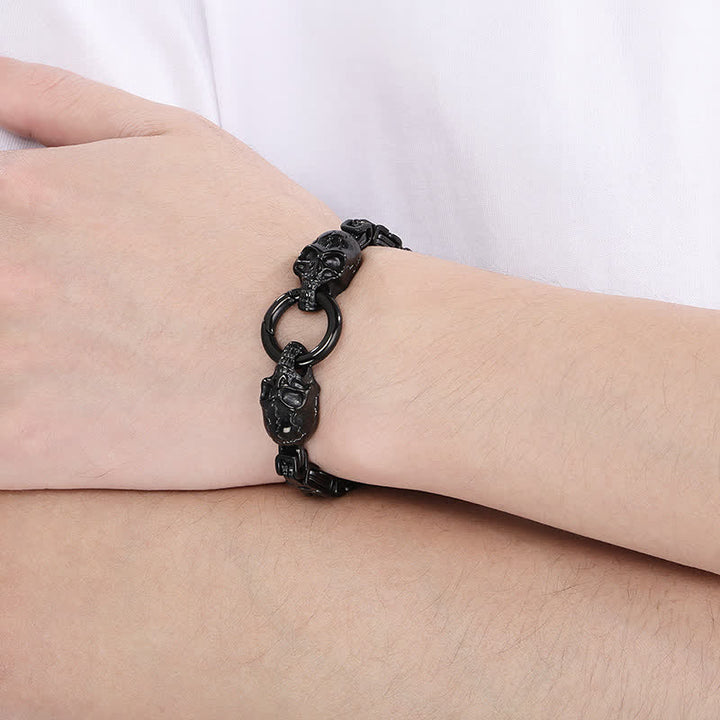 Men's Double Skull Chain Heavy Chunky King Chain Biker Bracelet - image 8