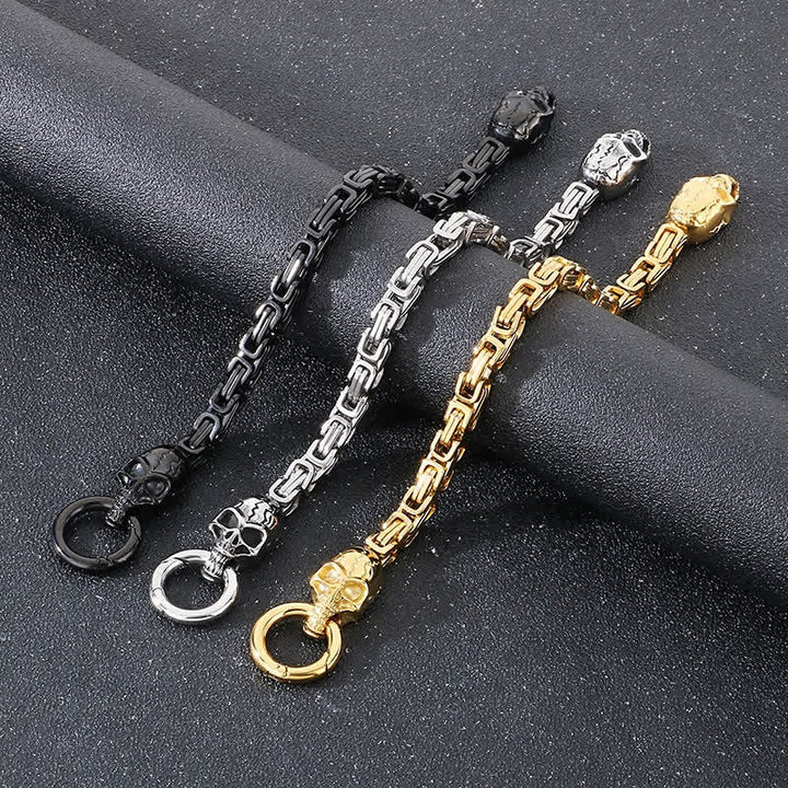 Men's Double Skull Chain Heavy Chunky King Chain Biker Bracelet - image 5