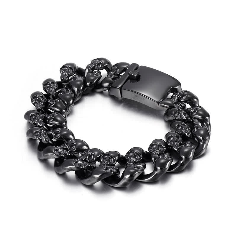 Men's Hip Hop Skull Legion Cuban Chain Bracelet - Black - image 4
