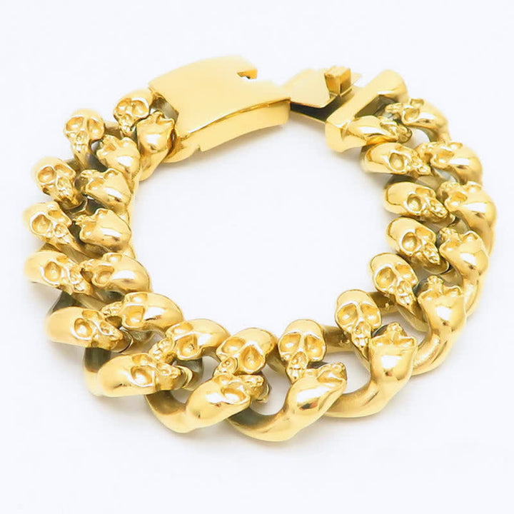 Men's Hip Hop Skull Legion Cuban Chain Bracelet - Gold - image 5
