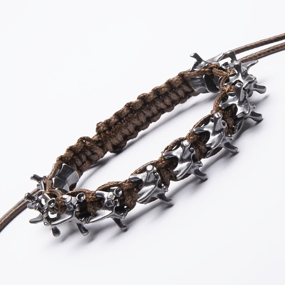 Dragon Vertebrae Braided Spine Chain Bracelet - Brown & Silver - image 12