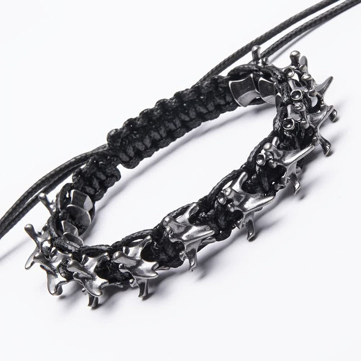 Dragon Vertebrae Braided Spine Chain Bracelet - Black & Silver - image 11