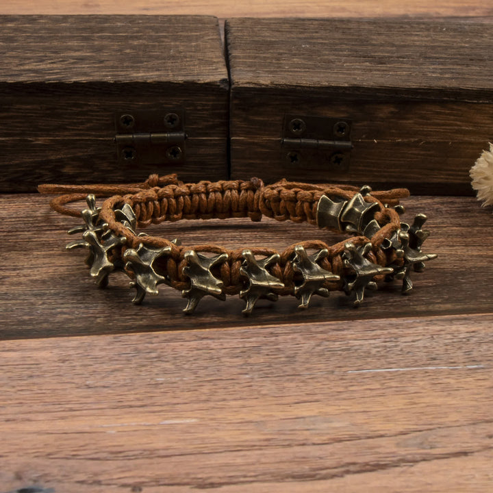 Dragon Vertebrae Braided Spine Chain Bracelet - Brown & Bronze - image 9