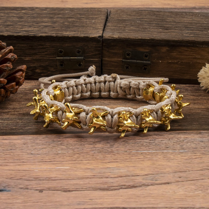 Dragon Vertebrae Braided Spine Chain Bracelet - Ivory & Gold - image 6