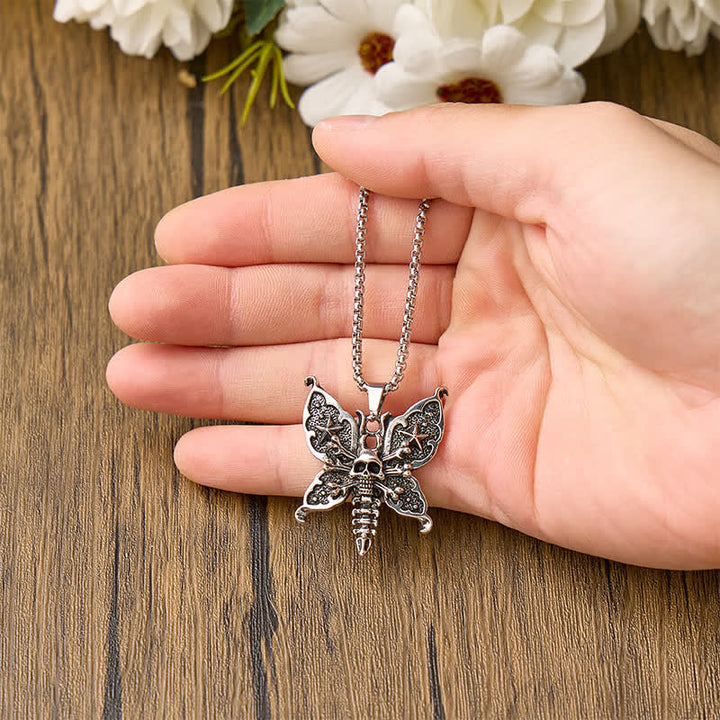 Nocturne Skull Butterfly Gothic Moth With Star Wings Necklace - image 2