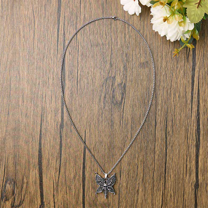 Nocturne Skull Butterfly Gothic Moth With Star Wings Necklace - image 4