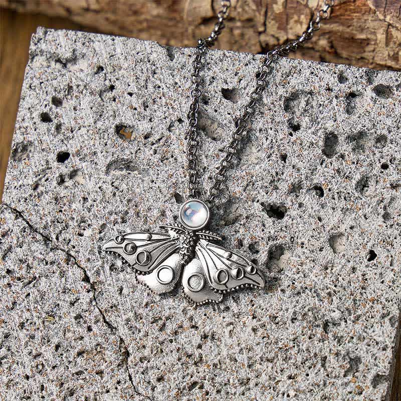 Moth & Moon Phases Death Moth Pendant Necklace - image 2