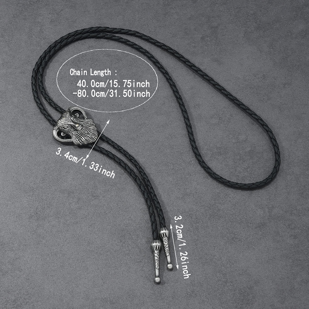 Men's Antique Two-tone Ram Head Braided Bolo Tie - image 5