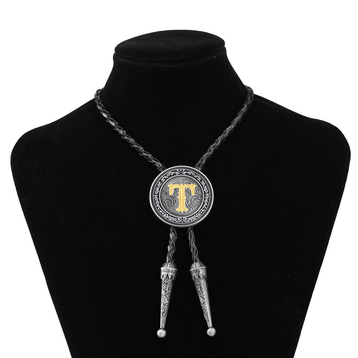 Men's Vintage Western Filigree Monogram Bolo Tie - T - image 19