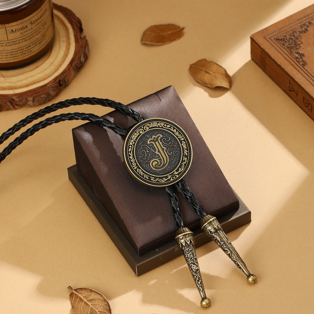 Men's Vintage Western Antique Brass Shield Bolo Tie - J - image 10