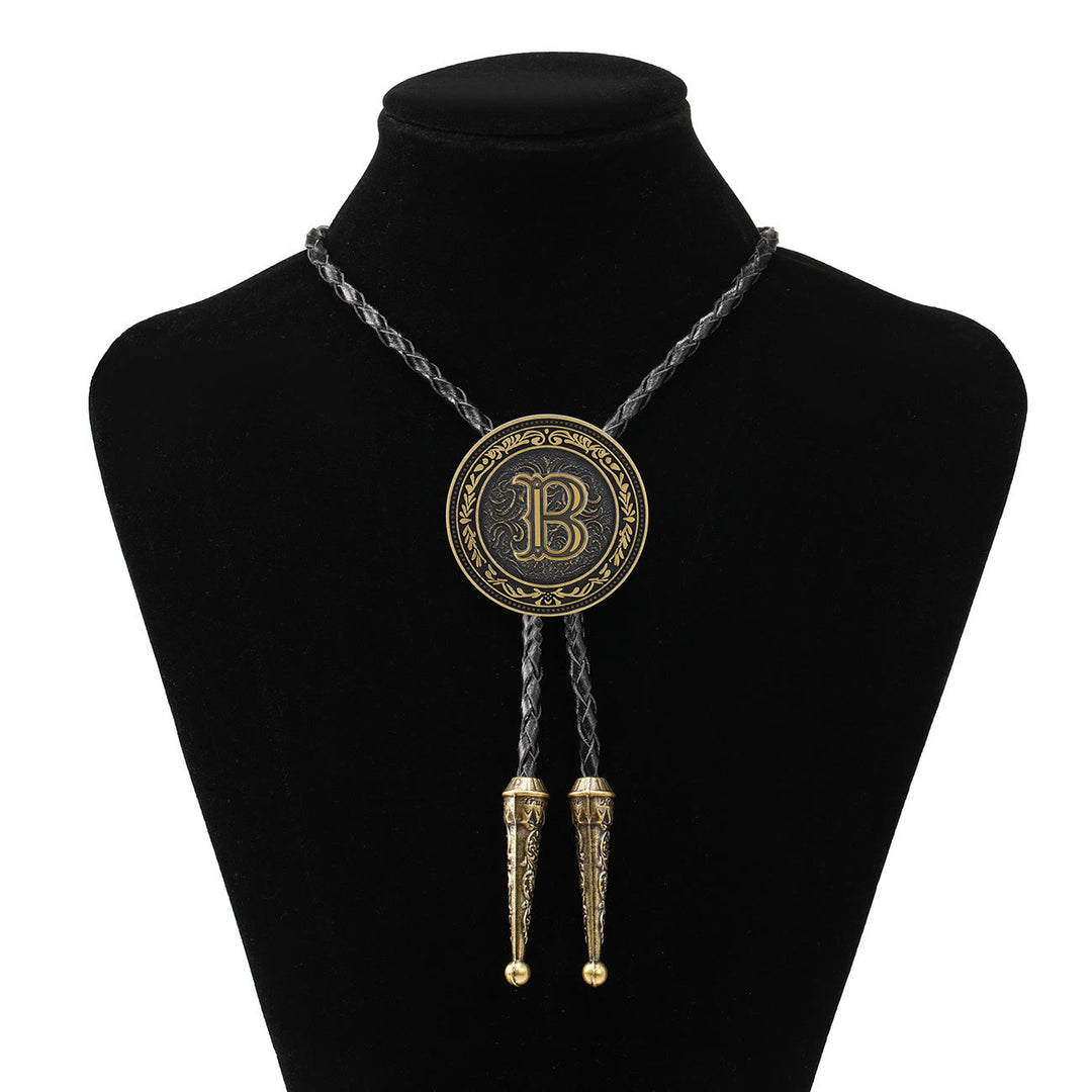 Men's Vintage Western Antique Brass Shield Bolo Tie - B - image 2