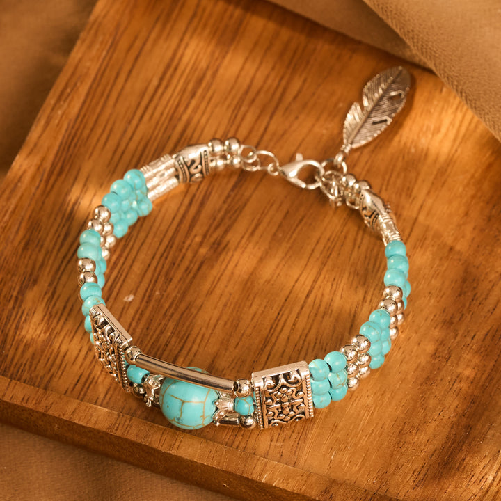 Boho Cowgirl Triple Layer Turquoise Bead Bracelet - image 10