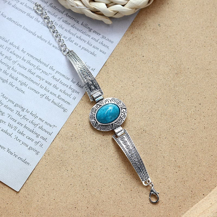 Ethnic Tribal Vintage Boho Stone Bracelet Collection - Blue - Oval - image 17