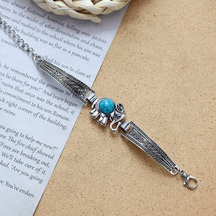 Ethnic Tribal Vintage Boho Stone Bracelet Collection - Blue - Elephant - image 6