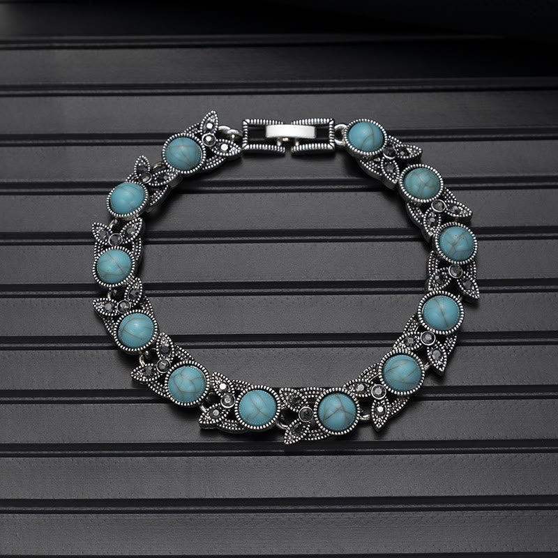 Boho Vintage Turquoise Round Stone Chic Bracelet - Style#8 - image 5
