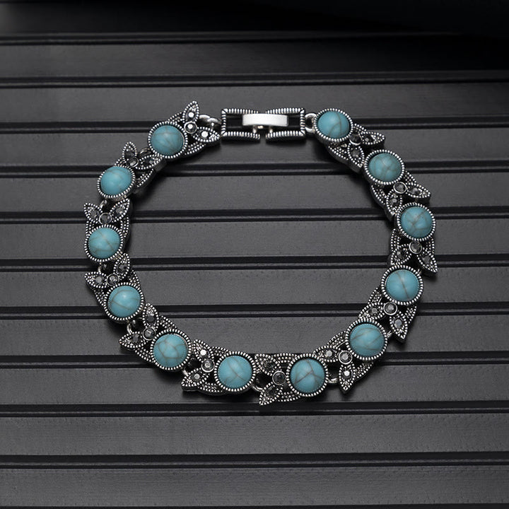 Boho Vintage Turquoise Round Stone Chic Bracelet - Style#8 - image 5