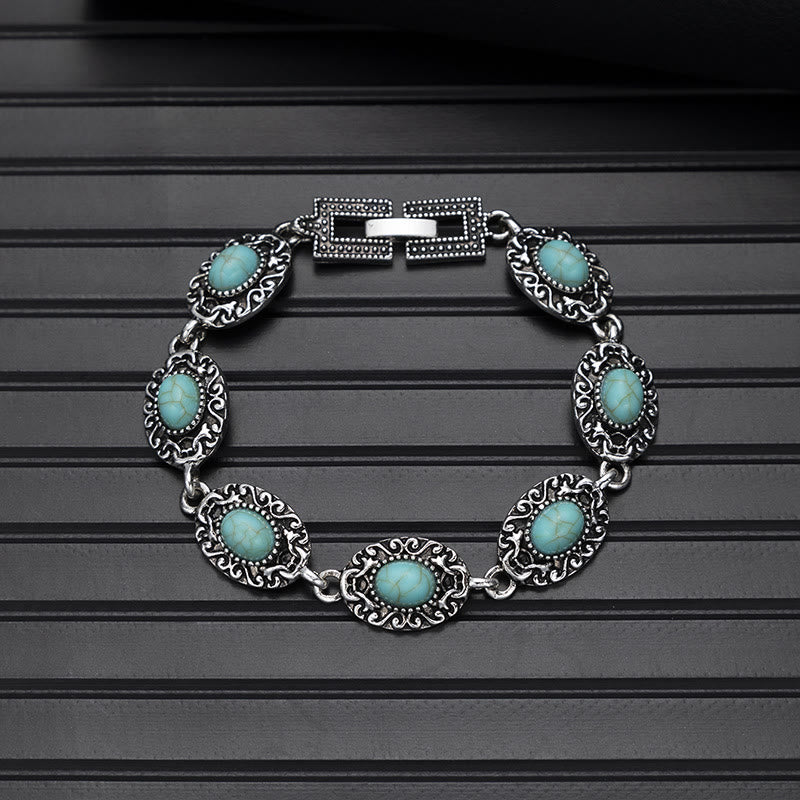 Boho Vintage Turquoise Round Stone Chic Bracelet - Style#9 - image 11