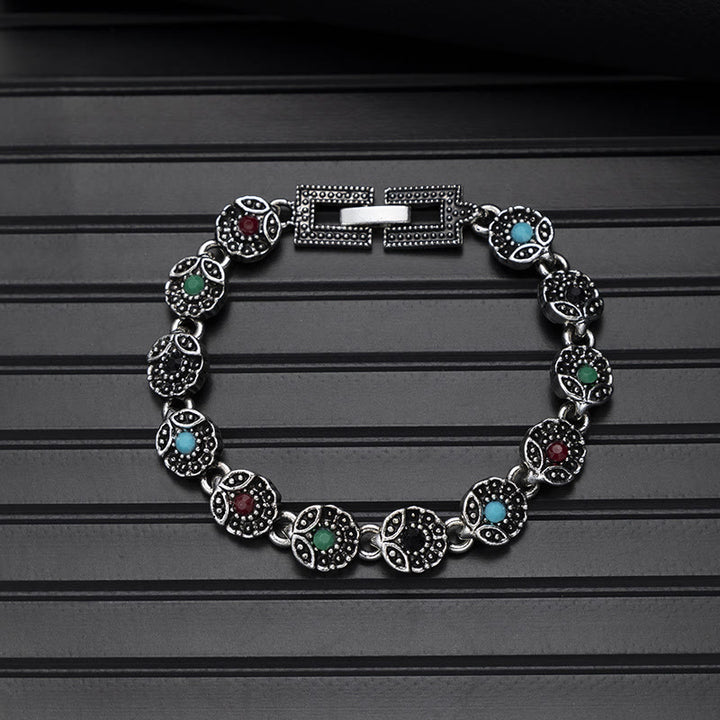 Boho Vintage Turquoise Round Stone Chic Bracelet - Style#7 - image 9