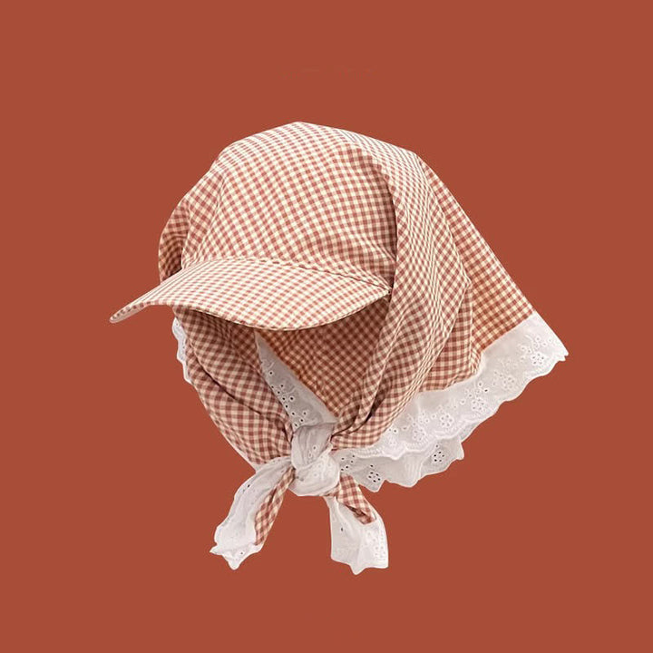 Stylish Effortless Style Unisex Tie-On Bandana Baseball Cap - Pink Check - Adjuatable - image 8