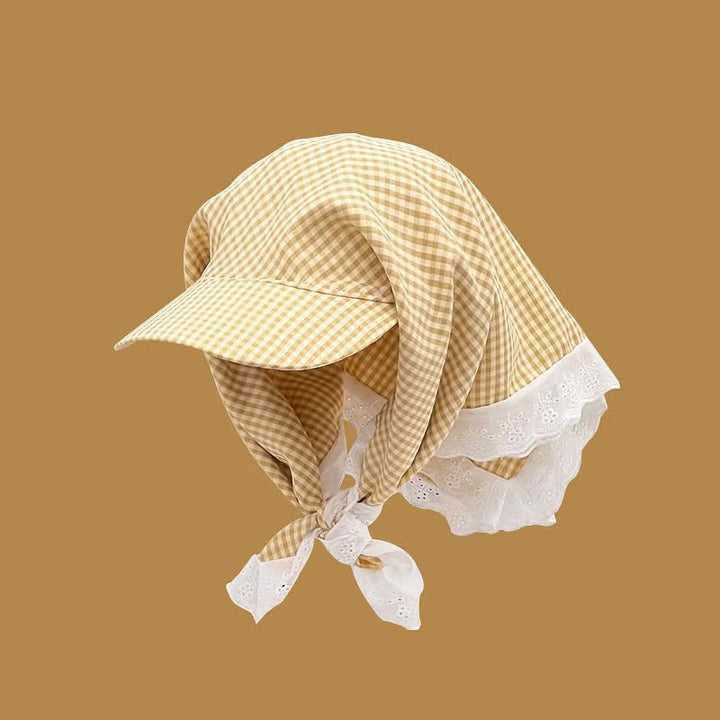 Stylish Effortless Style Unisex Tie-On Bandana Baseball Cap - Yellow Check - Adjuatable - image 7
