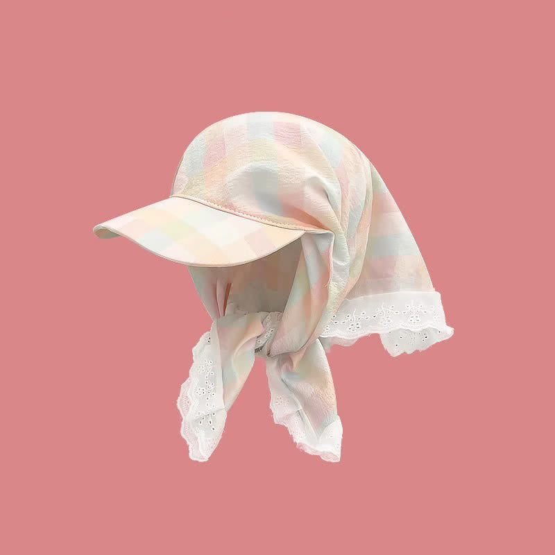 Stylish Effortless Style Unisex Tie-On Bandana Baseball Cap - Pink Plaid - Adjuatable - image 17