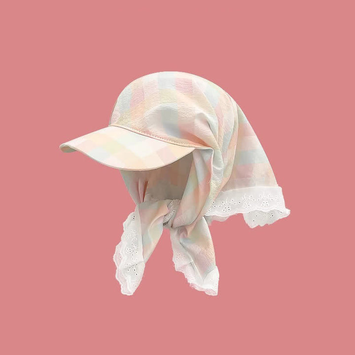 Stylish Effortless Style Unisex Tie-On Bandana Baseball Cap - Pink Plaid - Adjuatable - image 17