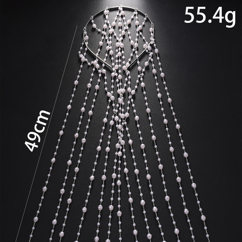 Women's Wedding & Festival Goddess Pearl Veil Hair Chains - image 4