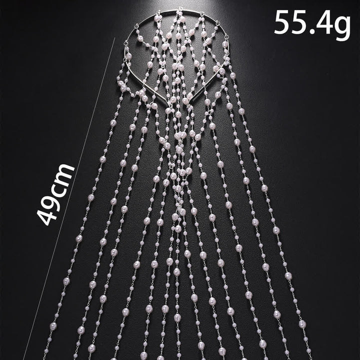 Women's Wedding & Festival Goddess Pearl Veil Hair Chains - image 4