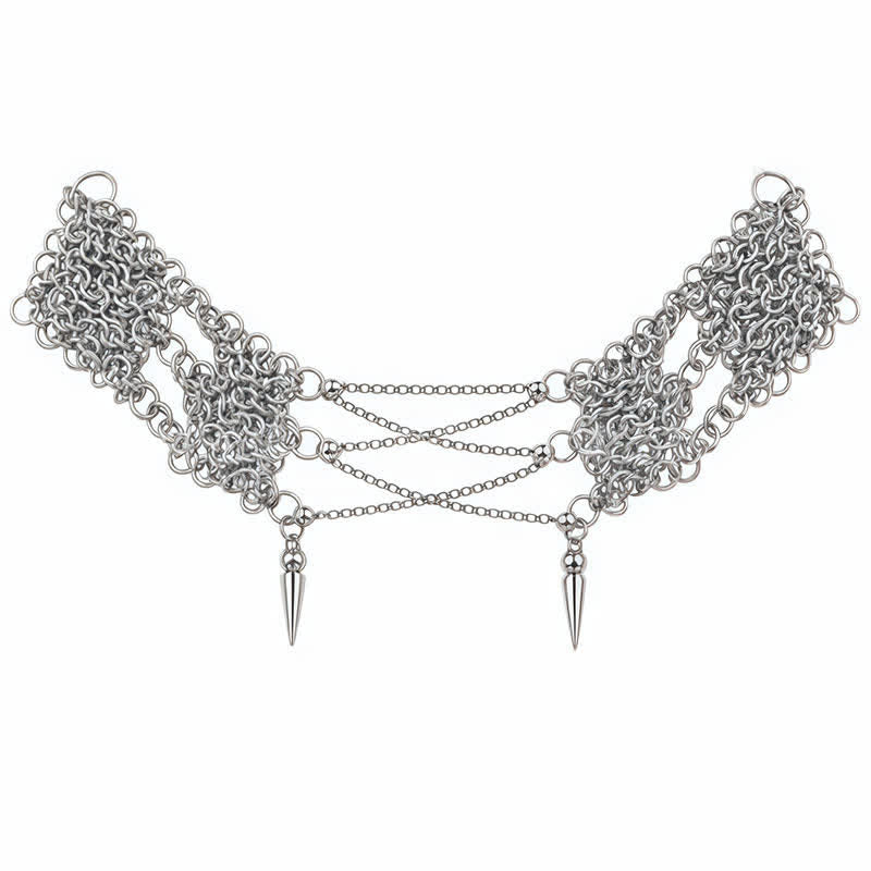 Dark Coquette Punk Chainmail Choker Spiked Tassels Necklace - image 2