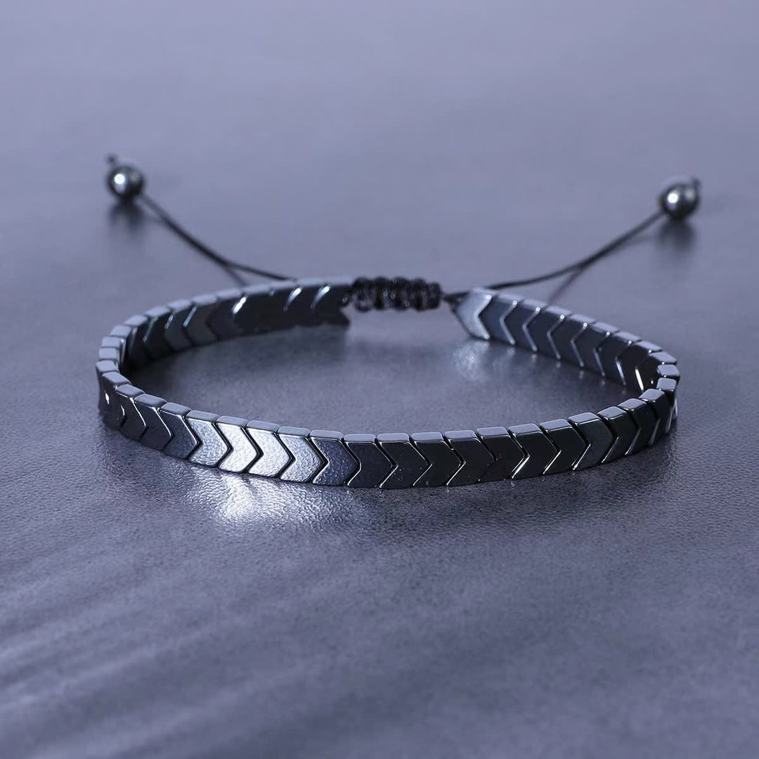Energy Black Hematite Bead Adjustable Braided Bracelet - Arrow - image 0