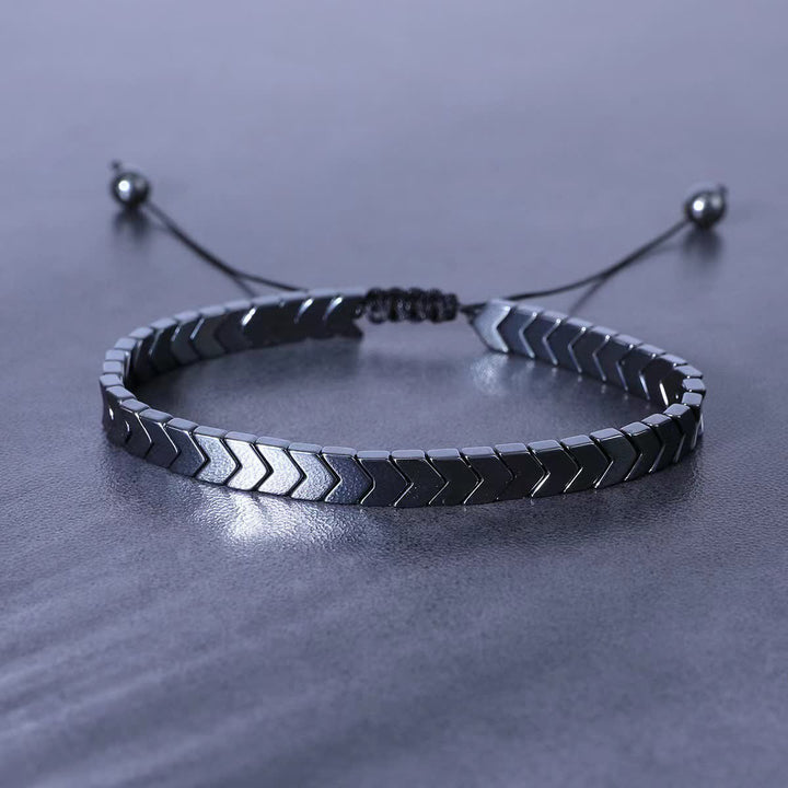 Energy Black Hematite Bead Adjustable Braided Bracelet - Arrow - image 0