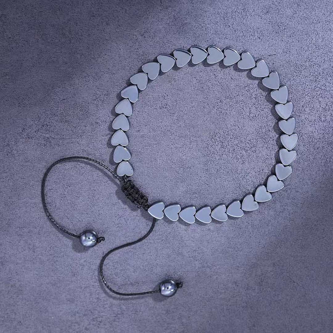 Energy Black Hematite Bead Adjustable Braided Bracelet - Heart - image 3