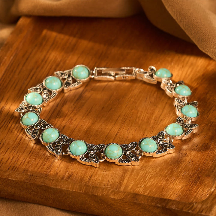 Boho Vintage Turquoise Round Stone Chic Bracelet - image 0