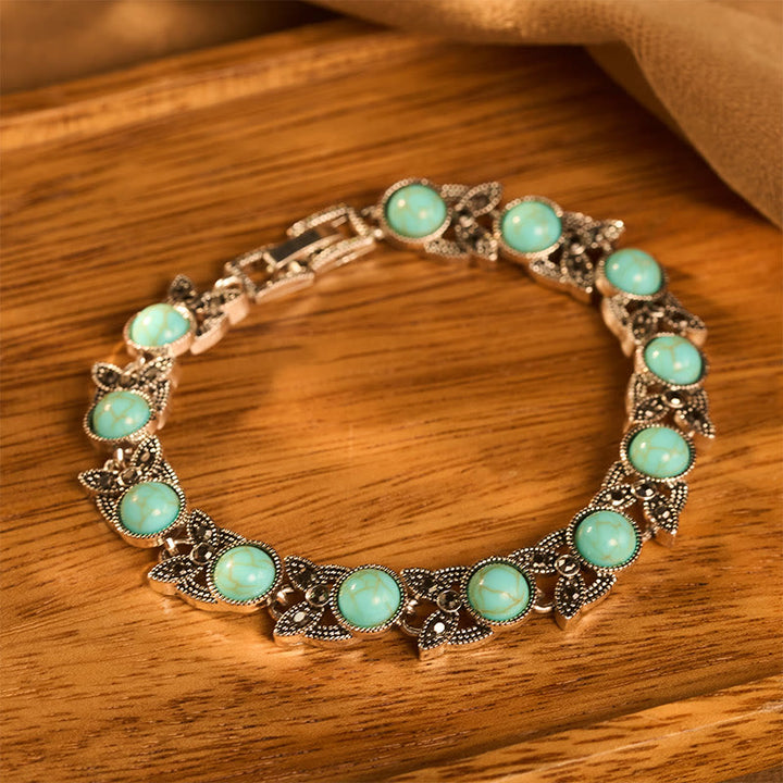 Boho Vintage Turquoise Round Stone Chic Bracelet - image 2