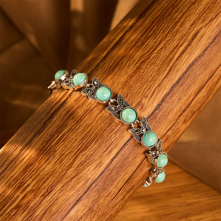 Boho Vintage Turquoise Round Stone Chic Bracelet - image 3