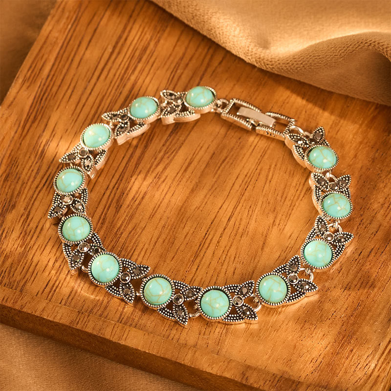 Boho Vintage Turquoise Round Stone Chic Bracelet - image 4