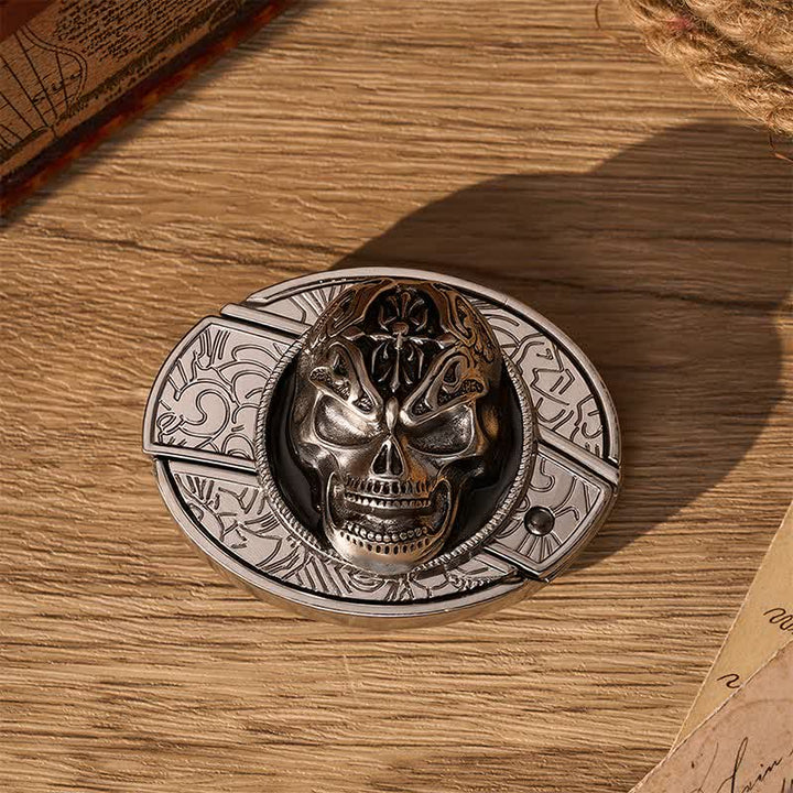 Gothic Baroque Skull DIY Hidden Folding Knife Buckle Leather Belt - image 10