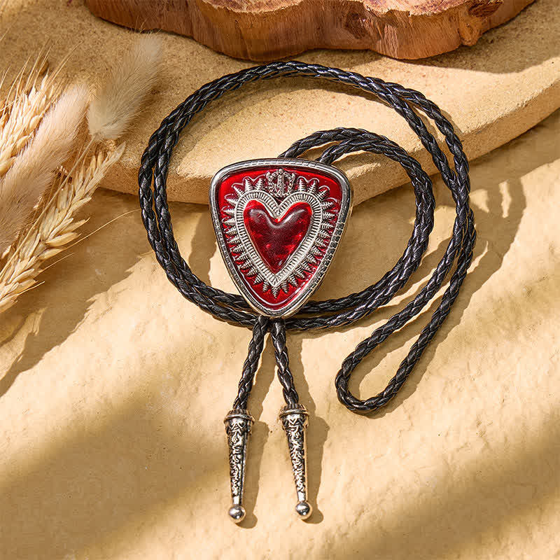 Vintage Shield Shape Sacred Heart Crown Bolo Tie - image 2