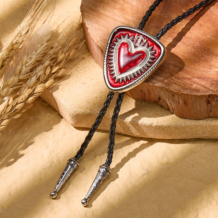 Vintage Shield Shape Sacred Heart Crown Bolo Tie - image 0
