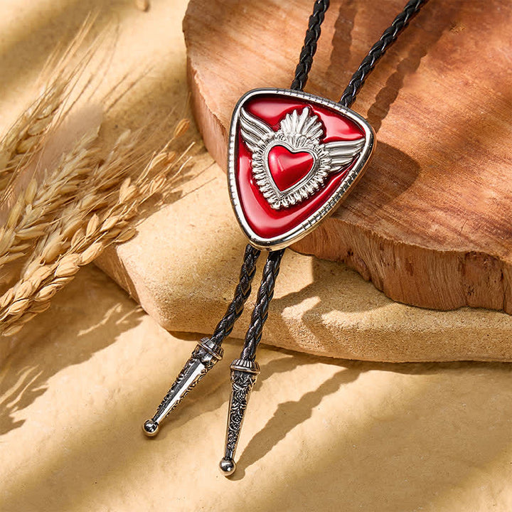 Retro Western Winged Sacred Heart Bolo Tie - image 0