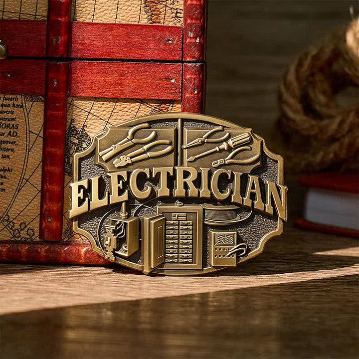 Electrician Tools Panel Pattern DIY Buckle Leather Belt - Bronze - Without Belt - Not Included Belt - image 0