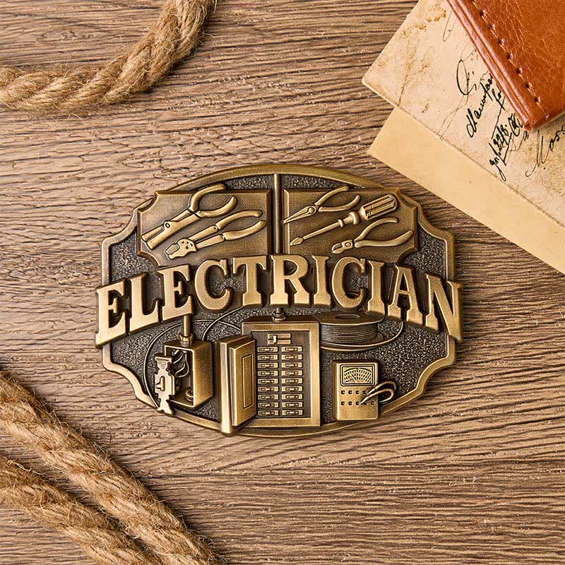 Electrician Tools Panel Pattern DIY Buckle Leather Belt - image 1