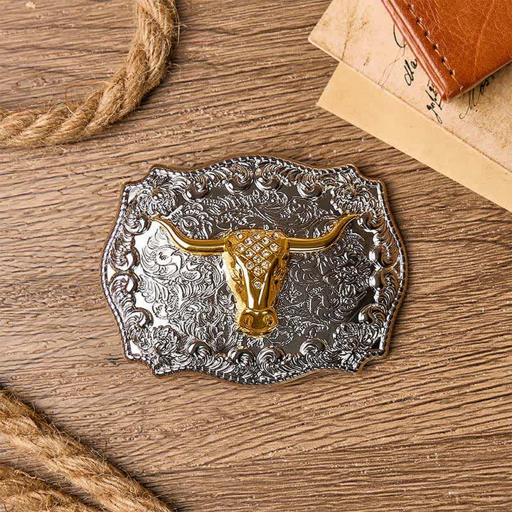 Shiny Longhorn Legacy Western Cowboy DIY Buckle Leather Belt - image 1