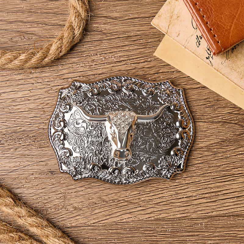 Shiny Longhorn Legacy Western Cowboy DIY Buckle Leather Belt - image 10