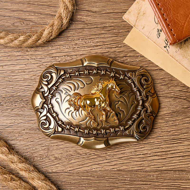 Born To Run Cowboy Rodeo Horse DIY Buckle Leather Belt - image 1